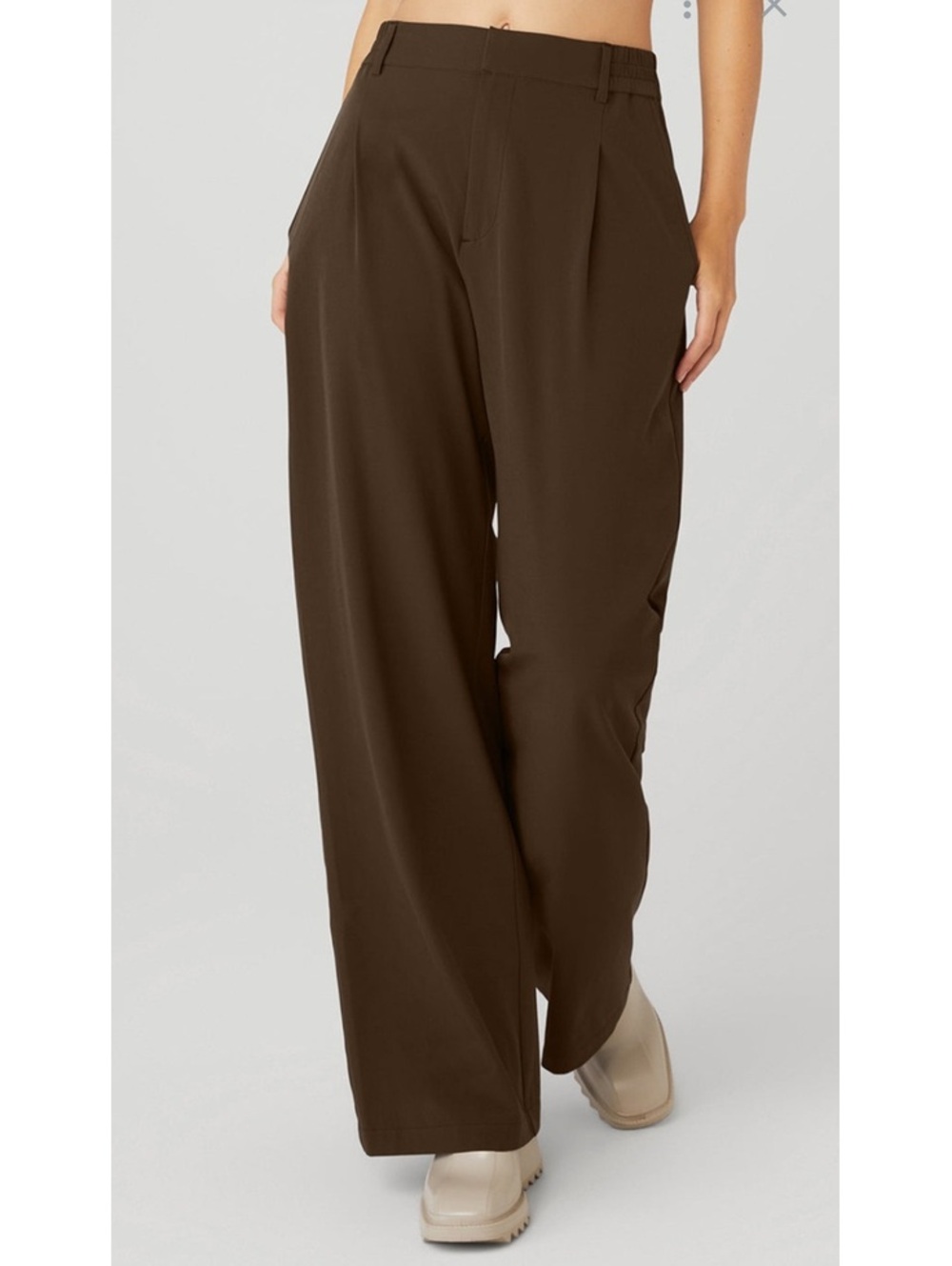 ALO Yoga Brown Wide-Leg High-Rise Pants